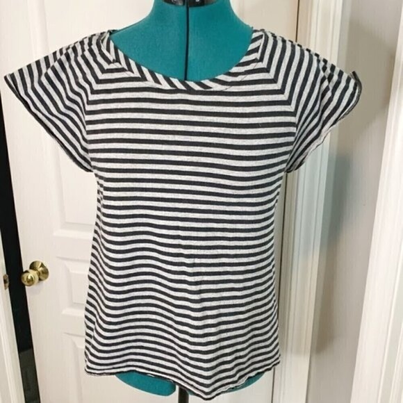 Thakoon Stripe Nautical Short Sleeve Cotton Casual T Shirt - Picture 2 of 8